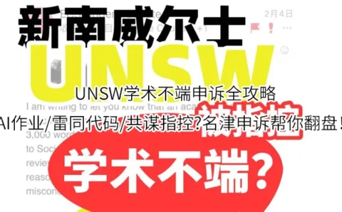 UNSW学术不端申诉全攻略,AI作业/雷同代码/共谋指控?名津申诉帮你翻盘！